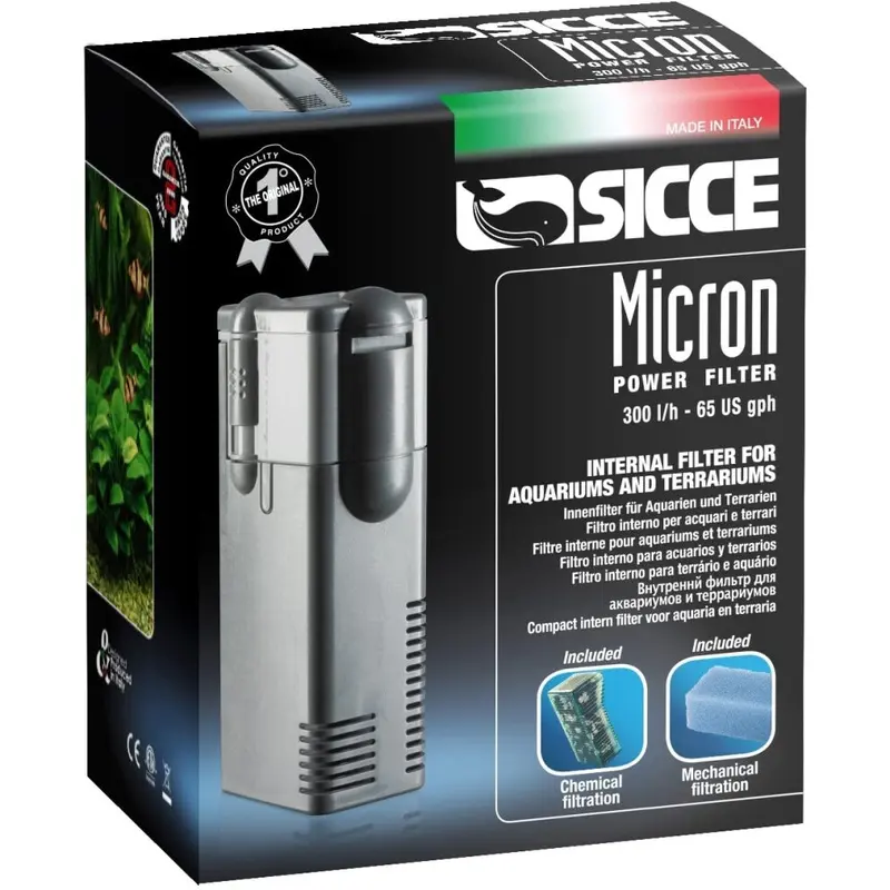 Sicce Micron Filter 300Lph Internal Filtration Cartridge Tropical Fish Tank Small
