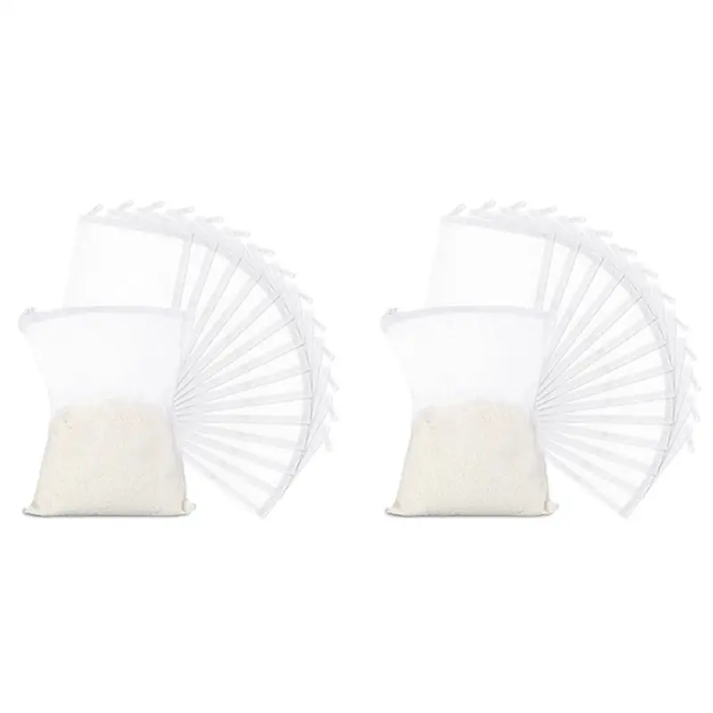 White 15Pcs Aquarium Mesh Media Filter Bags, Nylon Media Filter Mesh Bags Size 30