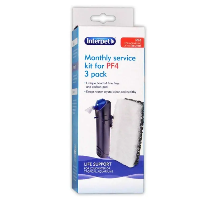 New Interpet Pf4 Aquarium Power Filter Monthly Service Kit (Pack Of 3) Size 3