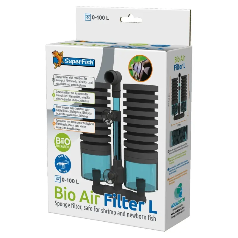 Superfish (L) Bio Air Filter Sponge Safe For Baby Fish & Shrimp Aquarium Fish Tank