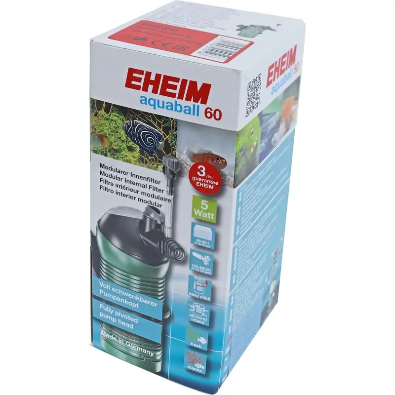 Eheim 2401020 Aquaball 60 Interior Filter with Filter Cartridge and Media Box