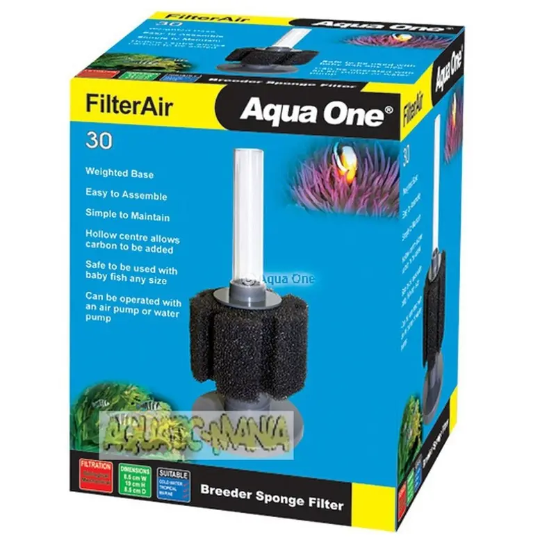 Aqua One Filter Air Air Filter 8.5 Wx 19 Hx 8.5 Dcm 19884 Size 30