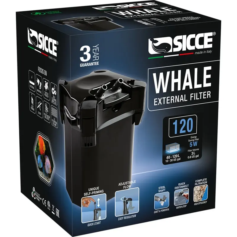 New Sicce Whale External Filters- Viewing Whale 120 External Filter (540 Lph) Black