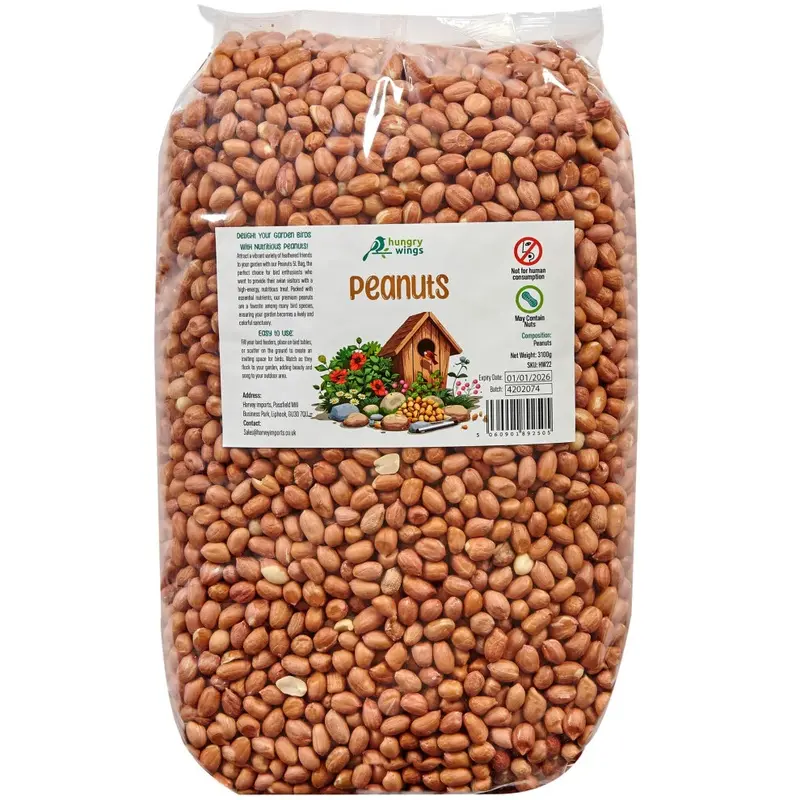Hungry Wings Premium Wild Bird Food Refill, (5L Bag, Peanuts) 5L