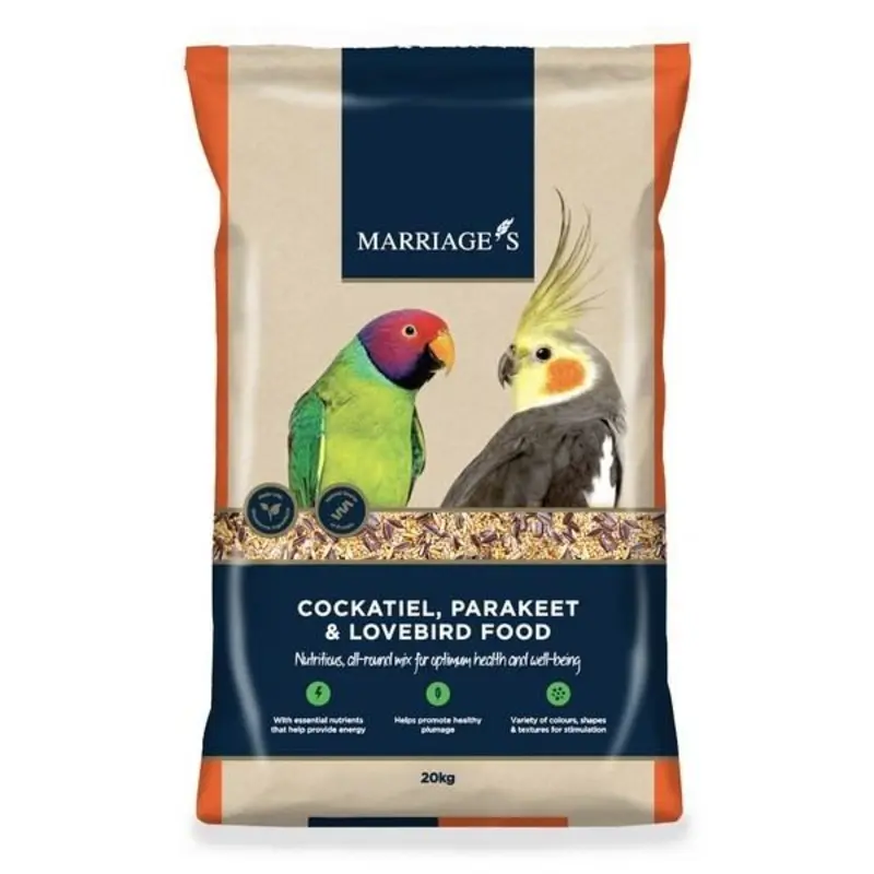 Marriages Cockatiel Parakeet Lovebird Food - Yellow/Dark/Red 20Kg