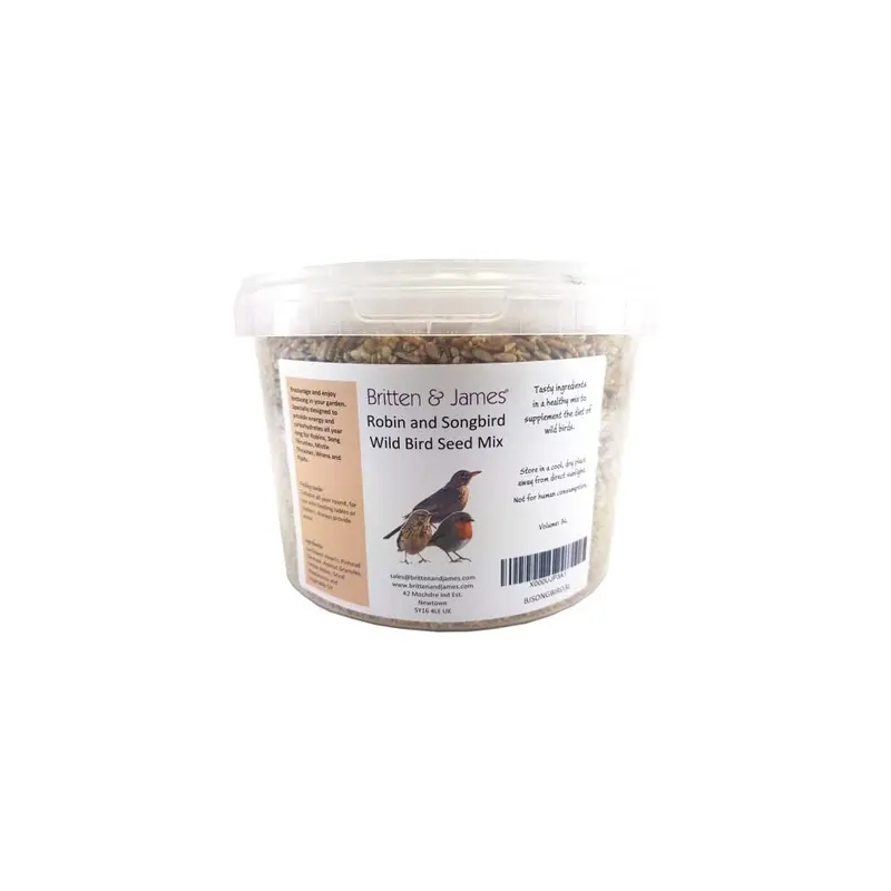Britten & James Robin And Songbird Wild Bird Seed Mix In A Stay Fresh Tub (2Kg) 3L
