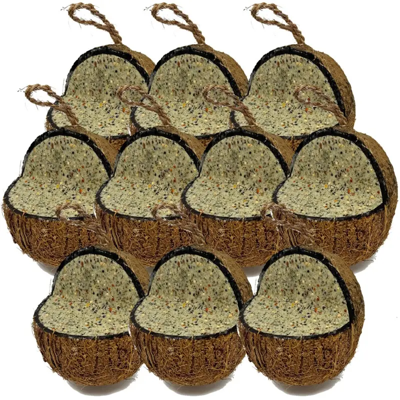 Love Wildlife Seed & Nut Suet Coconut Hanging Feeders 10Pk | Wild Bird Food Size 10