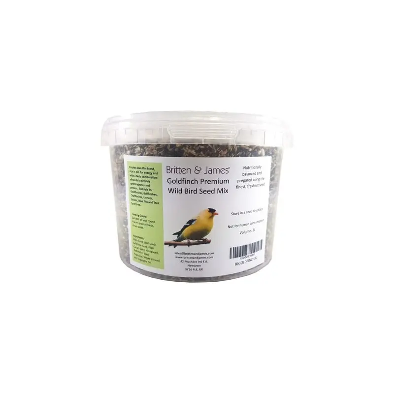 Britten & James Premium Goldfinch Food In A Stay Fresh Tub (1.85Kg) 3L