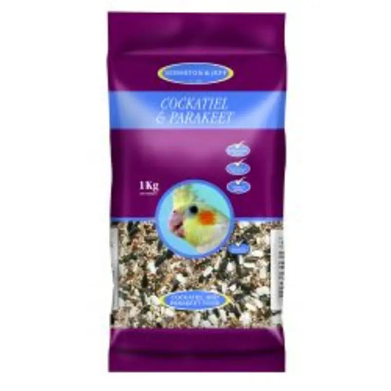 Johnston And Jeff Cockatiel And Parakeet Feed - White/Red 1Kg