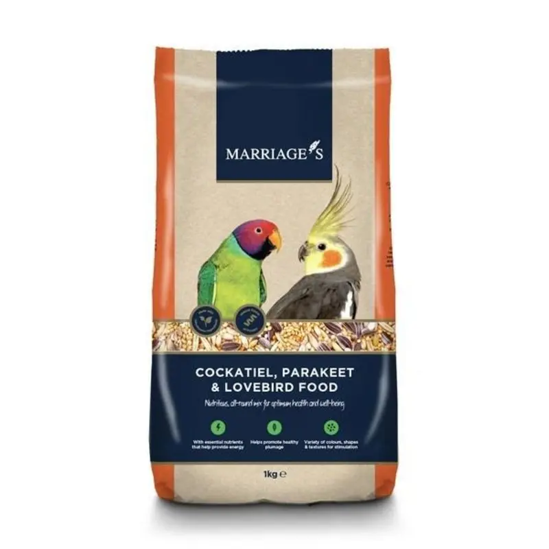 Marriages Cockatiel Parakeet Lovebird Food - Yellow/Dark/Red 1Kg