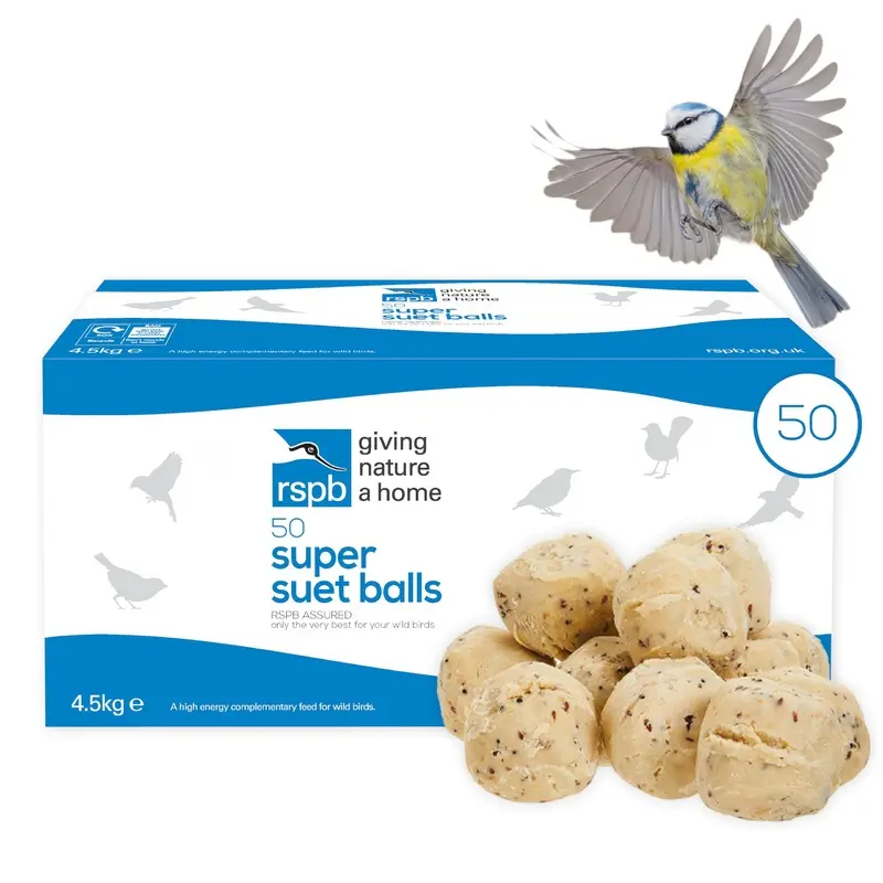 RSPB Wild Bird Food Super Suet Fat Balls, 50 in a Box