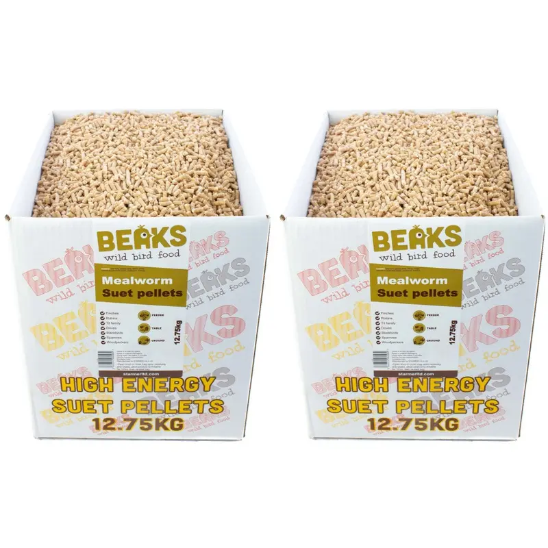 Beaks Wild Bird Food Mealworm Suet Feed Pellets For All Wild Garden Birds 25Kg
