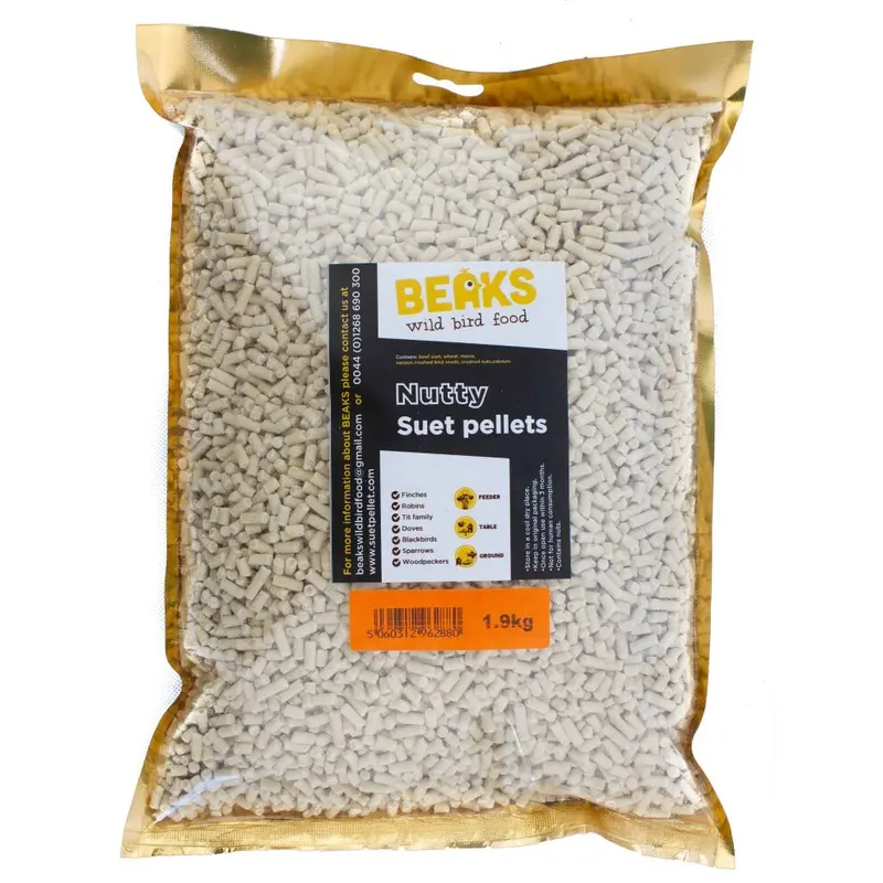 Beaks Wild Bird Food (Nutty) Suet Feed Pellets For Wild Bird Feeding 1.9Kg
