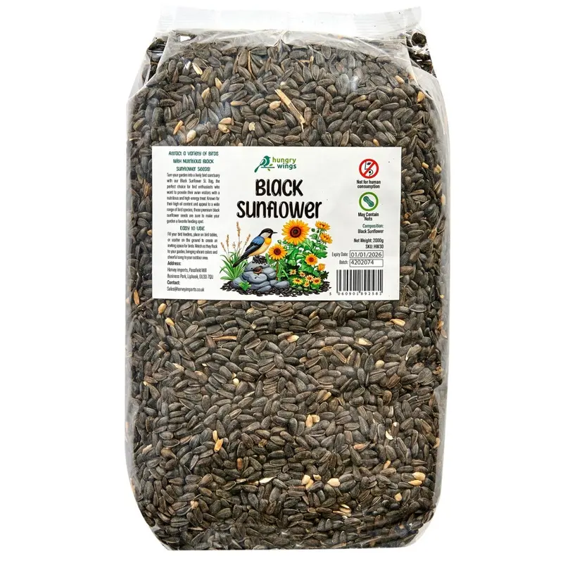 Hungry Wings Black Premium Wild Bird Food Refill, (5L Bag, Sunflower) 5L