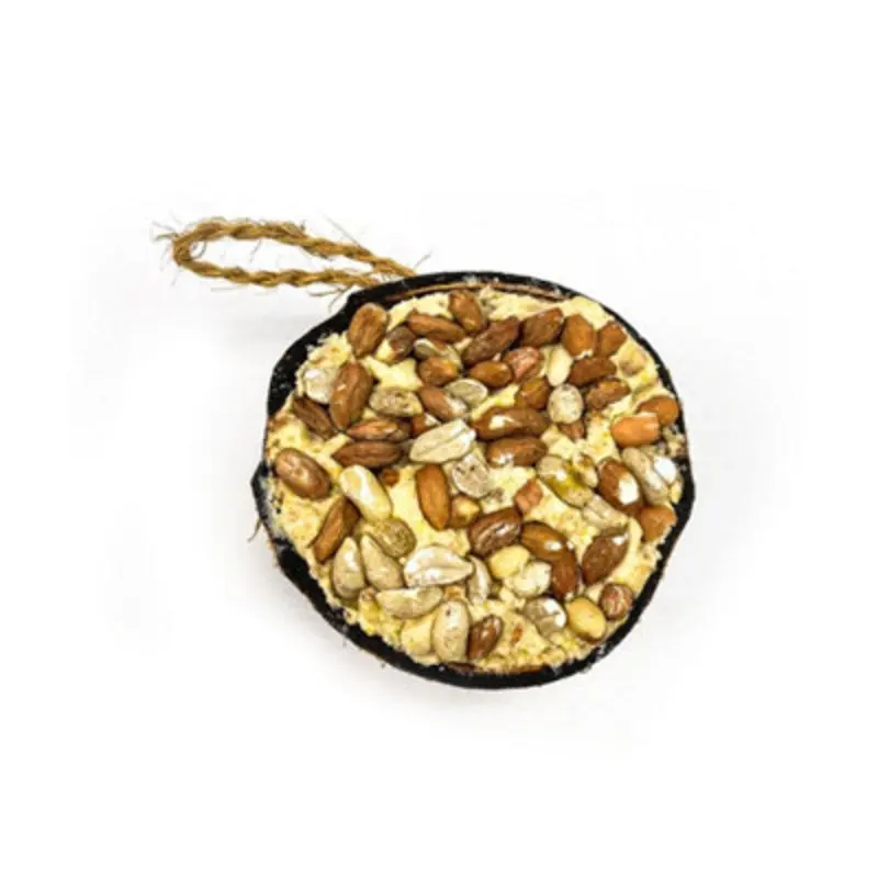Chubby Pet Products Chubby Half Filled Coconut - Peanut Hanging Wild Bird Food Red