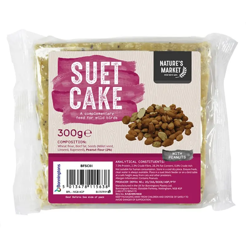New Kingfisher Natures Market Wild Bird Feed Suet Cake - Peanut Flavour Food