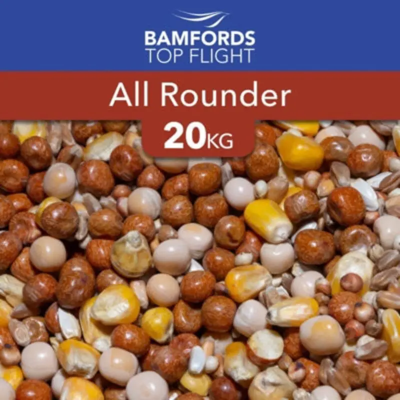 B&Q Bamfords Top Flight All Rounder Racing Pigeon Food 20Kg Blue