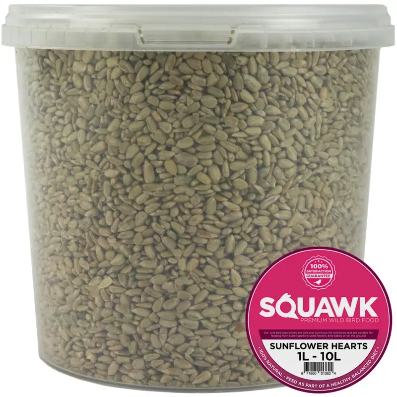 Squawk Black Sunflower Hearts - Bakery Grade Seed Kernels Bird Food 2.5L Large
