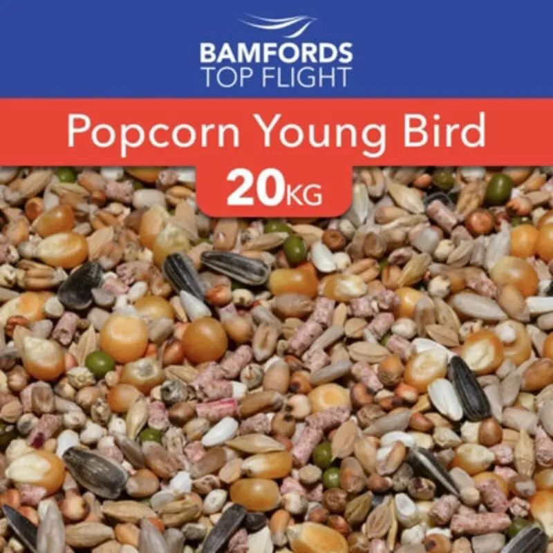 B&Q Bamfords Top Flight Popcorn Young Bird Racing Pigeon Food 20Kg