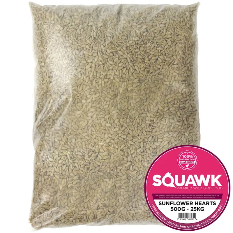 Squawk Black Sunflower Hearts - Bakery Grade Seed Kernels Bird Food 1Kg