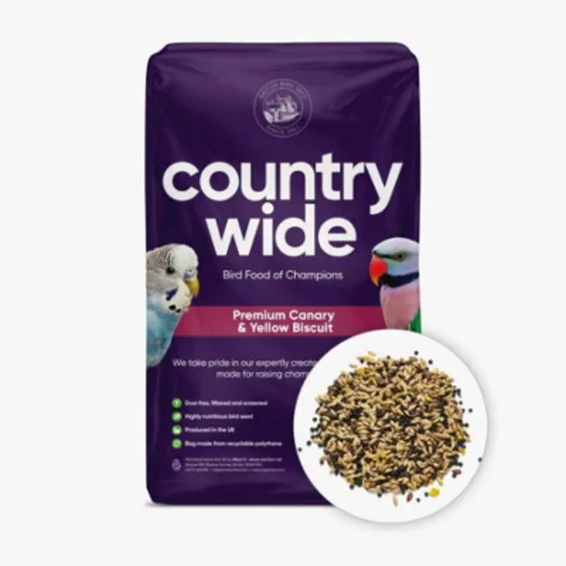 B&Q Countrywide Premium Canary Plus Biscuit Mix 20Kg Yellow