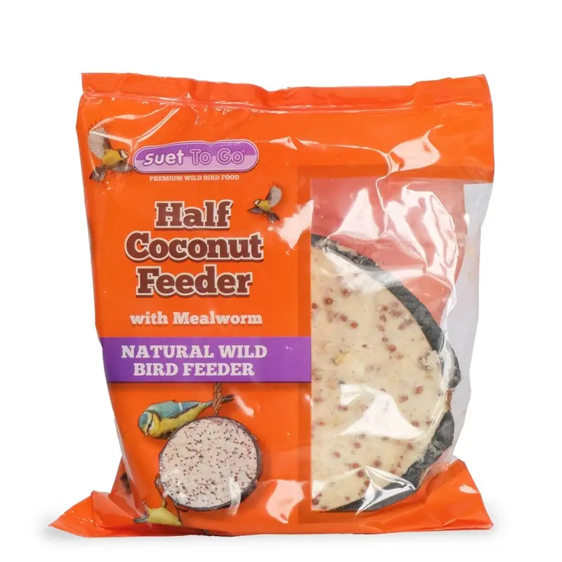 Unipet International Suet To Go Half Coconut With Mealworm For Birds - Single