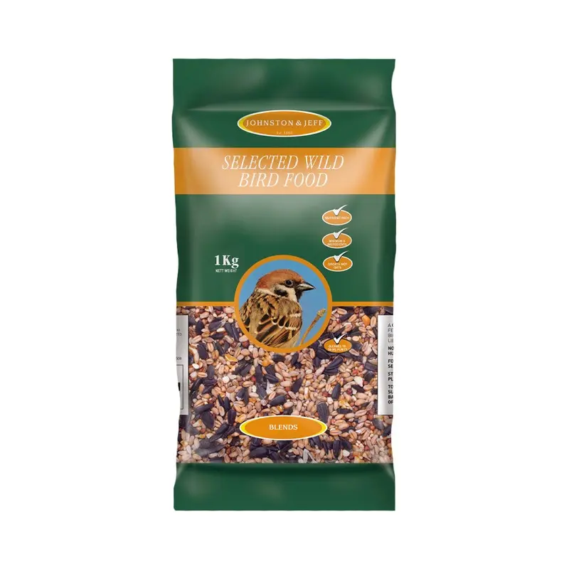 Johnston & Jeff Black/White Selected Wild Bird Food Husk & Wheat Free Food With Suet - : 1Kg