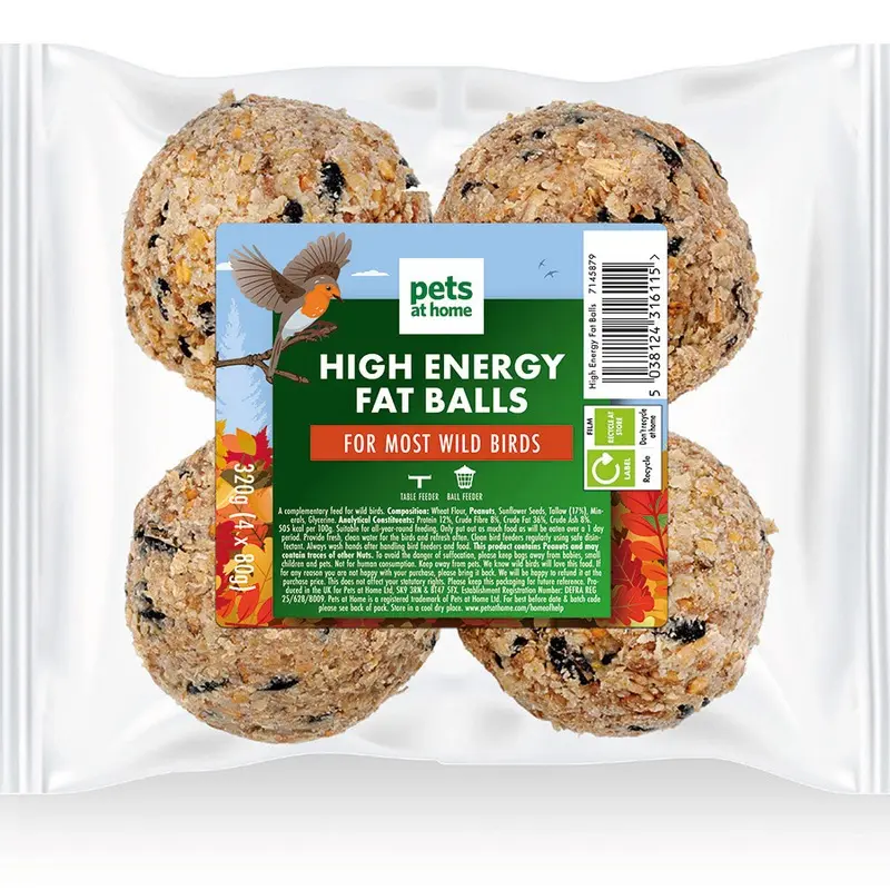 Pets At Home High Energy Wild Bird Fat Balls 4 Pack