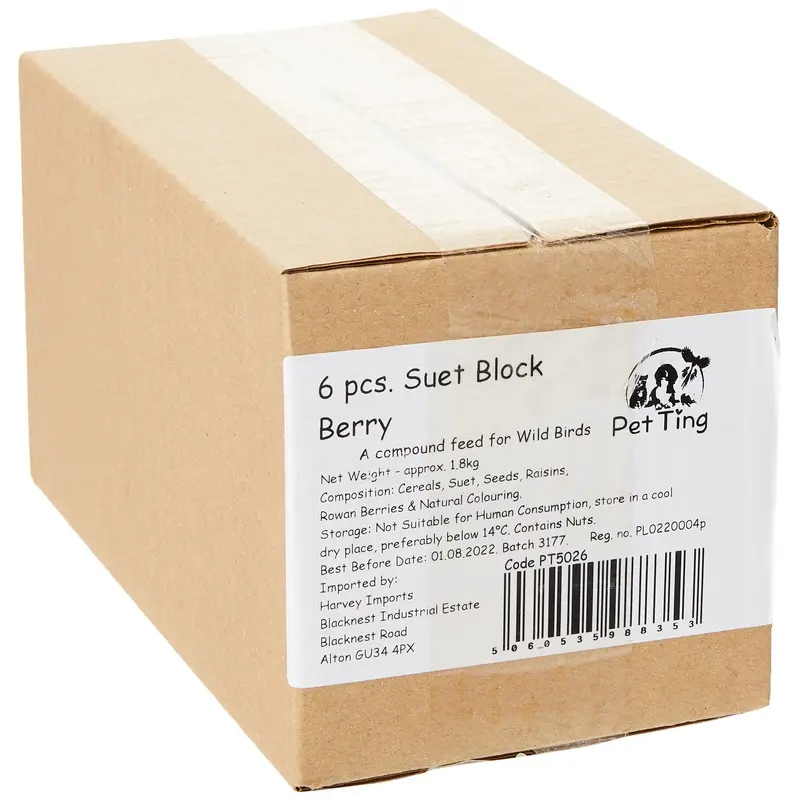 Garden Ting Berry Suet Block Wild Bird Treat, 6 x 300g