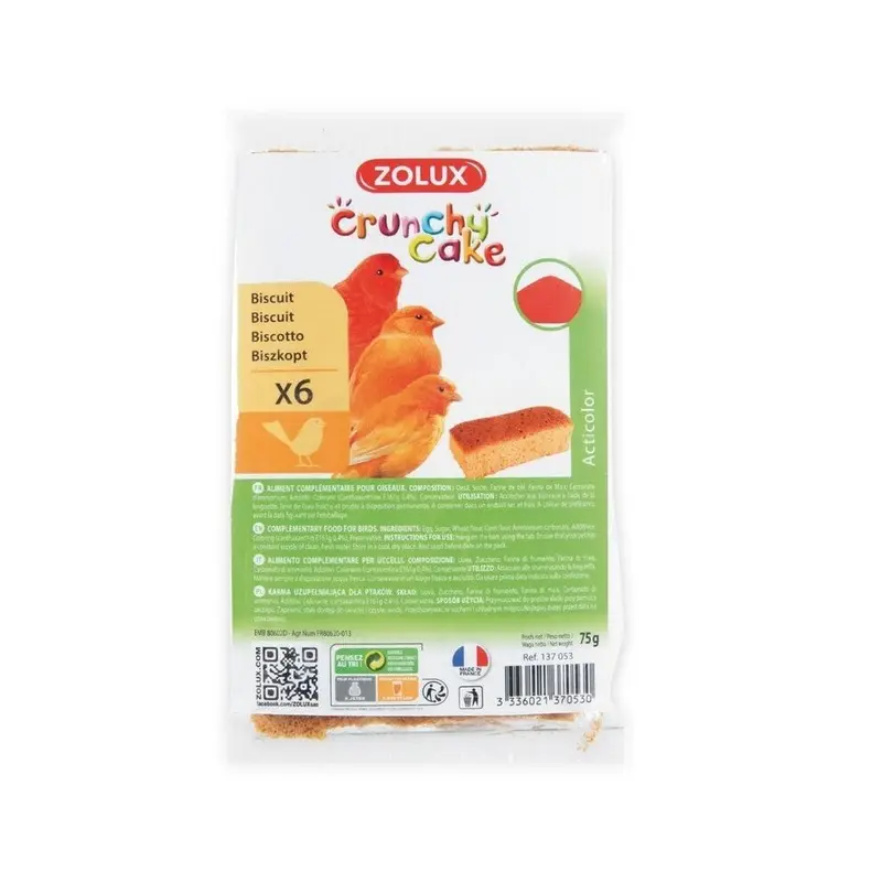Zolux Crunchy Cake Acticolor Biscuits For Birds (6 Pcs) Size 6