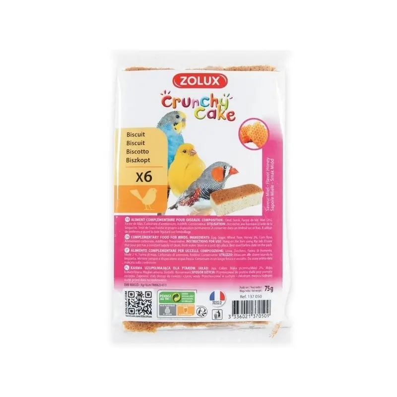 Zolux Crunchy Cake Honey Biscuits For Birds (6 Pcs) Size 6