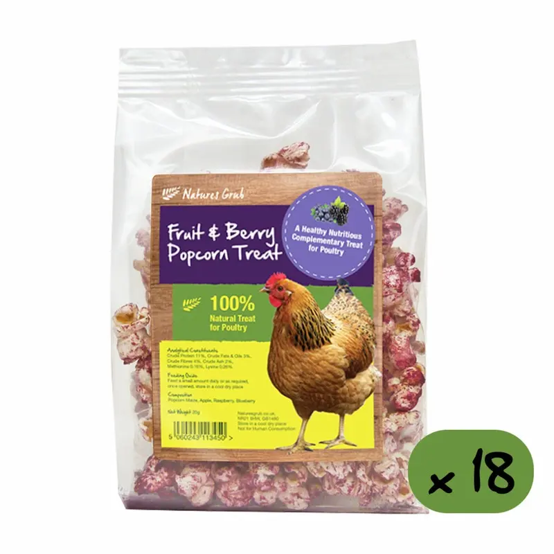 New Natures Grub (18 X 20G) Poultry Fruit & Berry Popcorn Treat 20G Size 18