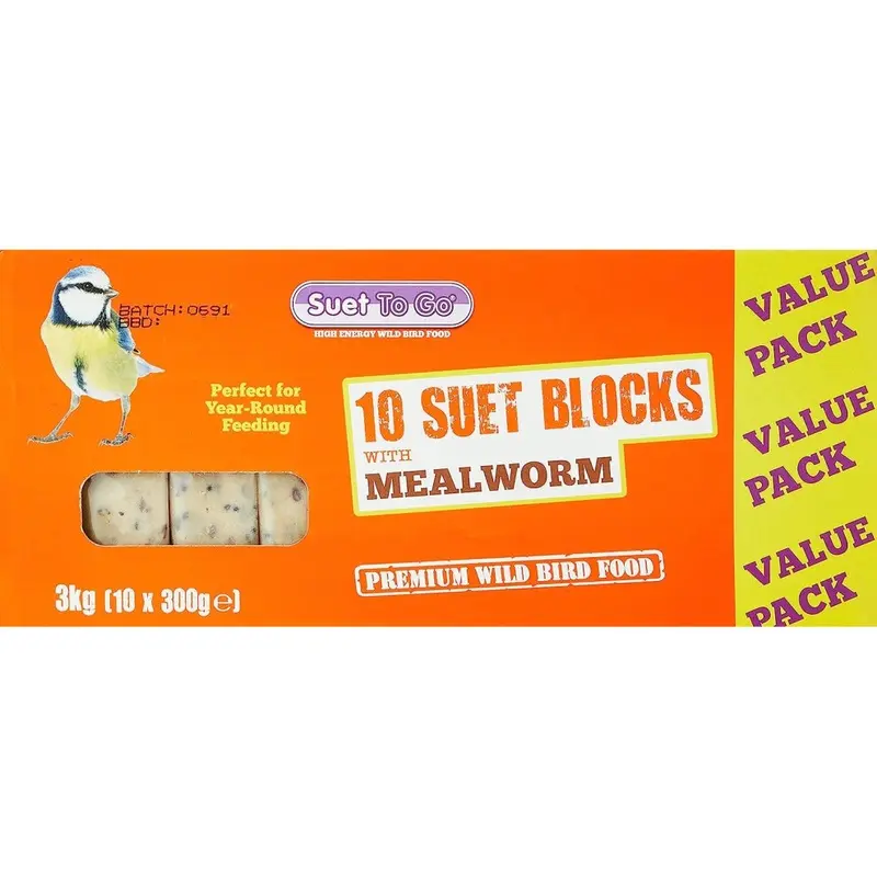 Suet To Go Mealworm Suet Block Wild Bird Treat, X 300 G Size 10