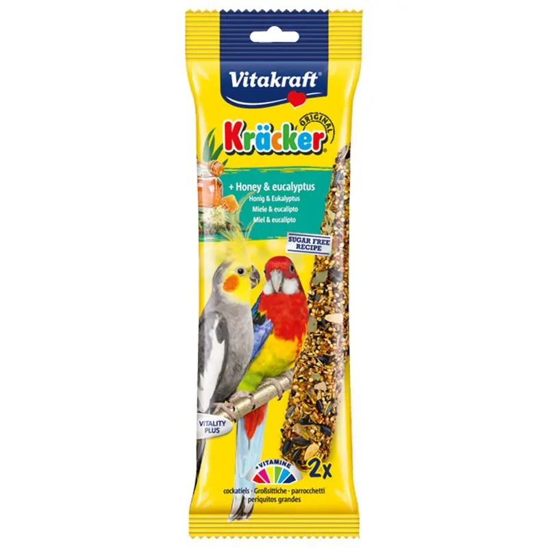 Vitakraft Kracker Original Honey Eucalyptus Cockatiel Treat Sticks 2 Pack 180G