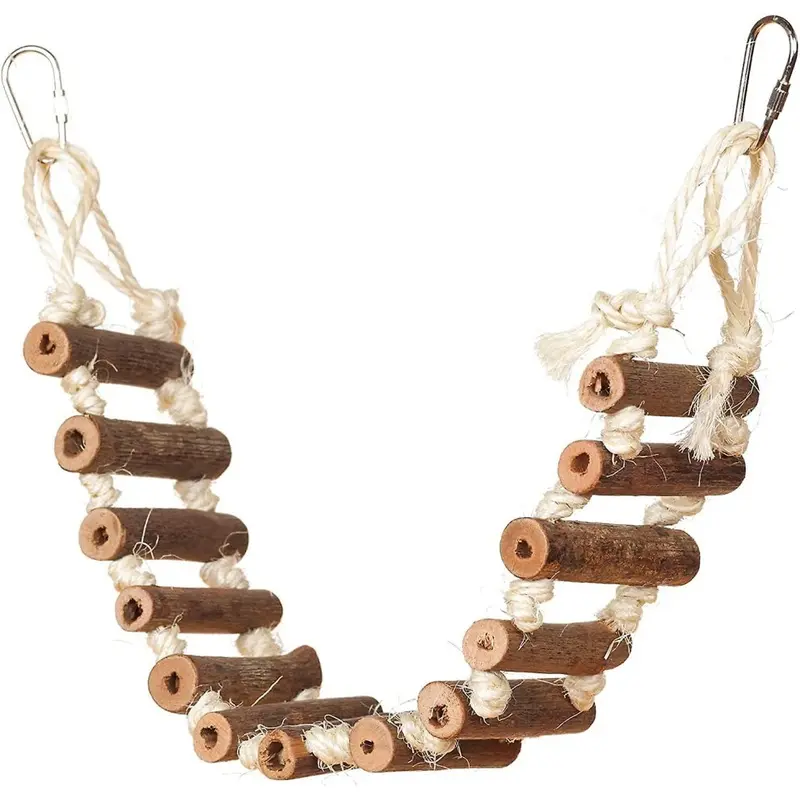 Bird Ladder Bridge - Raw Wood Balance Toy For To Birds Small