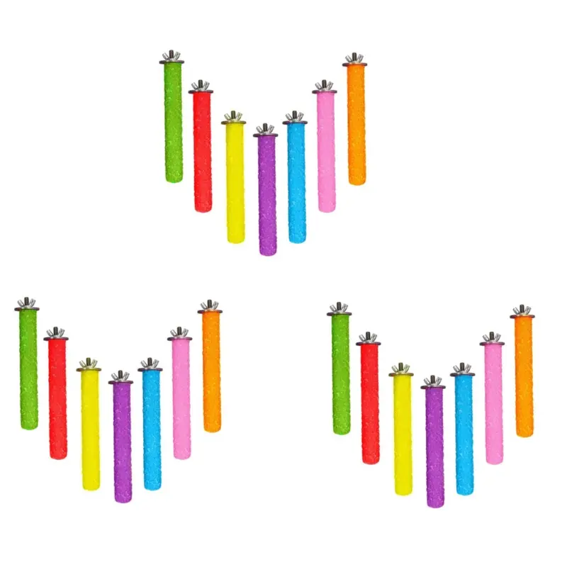 Senza Marchio 7Pcs Grip Bird Cages Perch For Conures Parakeets Lovebirds Cockatiels