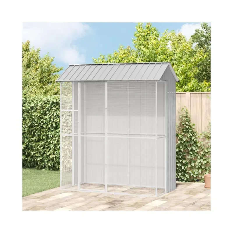 Grey (, 215 X 110 X 247 Cm) Vidaxl Bird Aviary 215X110x247 Cm Steel