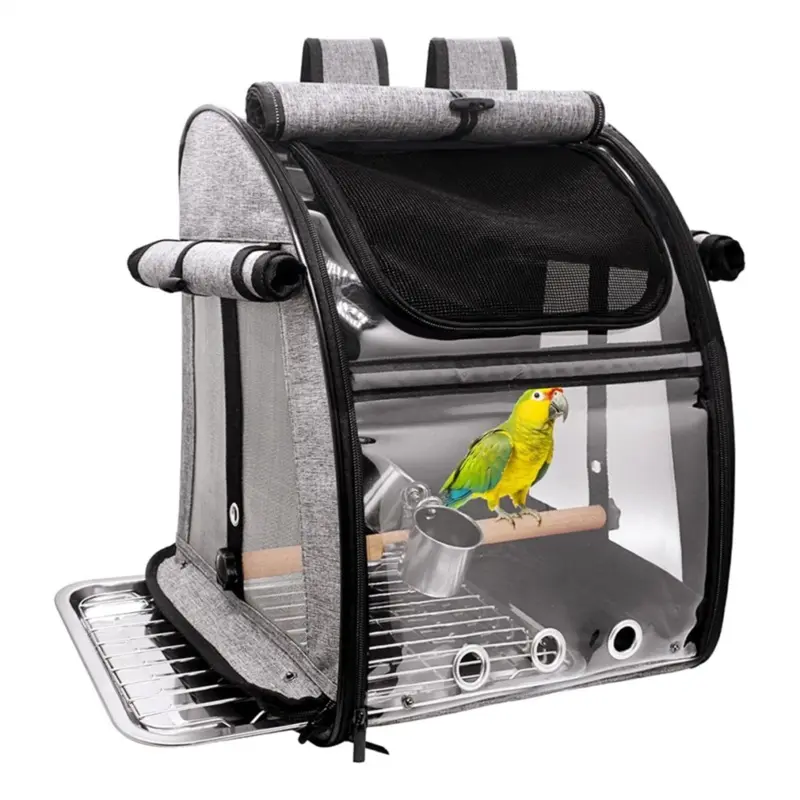 Bird carrier bag with perch