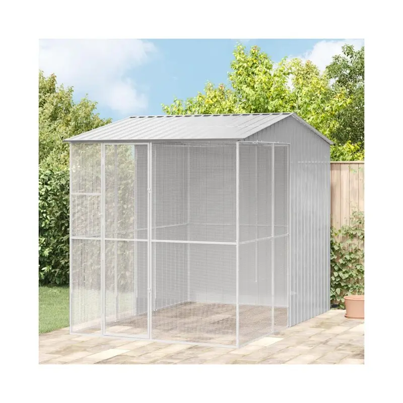 Grey (, 215 X 310 X 247 Cm) Vidaxl Bird Aviary 215X310x247 Cm Steel