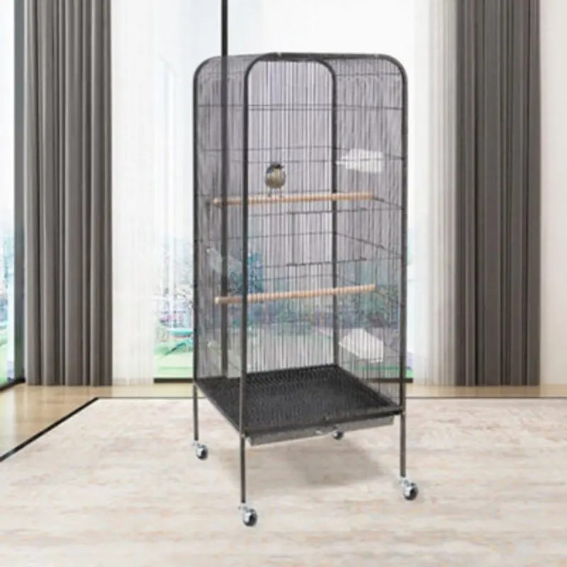 Living And Home Black Retangular Metal Bird Cage With Castors 540X540x1460mm Size 4