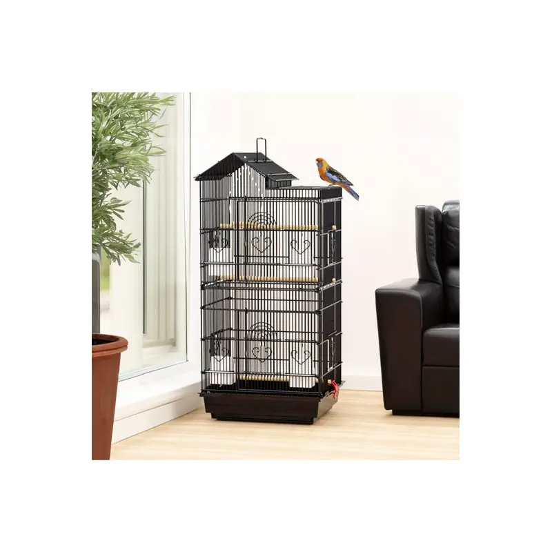 Living And Home Unisex Black Metal Pet Bird Cage