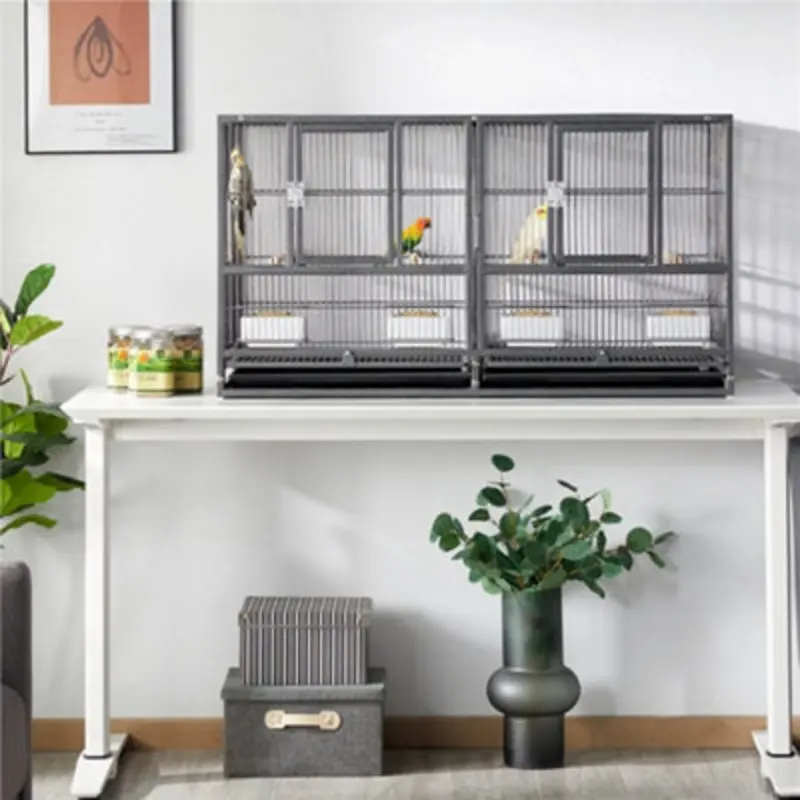 Yaheetech Stackable Wide Bird Cage Divided Breeder Cage Black
