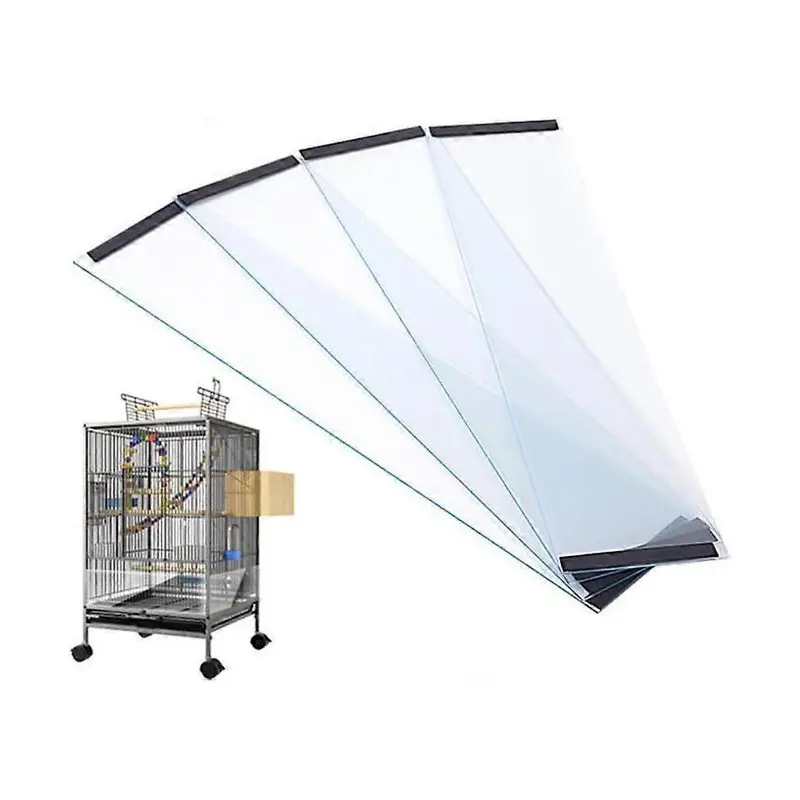 4Pcs Transparent Pvc Bird Cage Baffle,Bird Cage Seed Catcher,Parakeet Cage Size 4