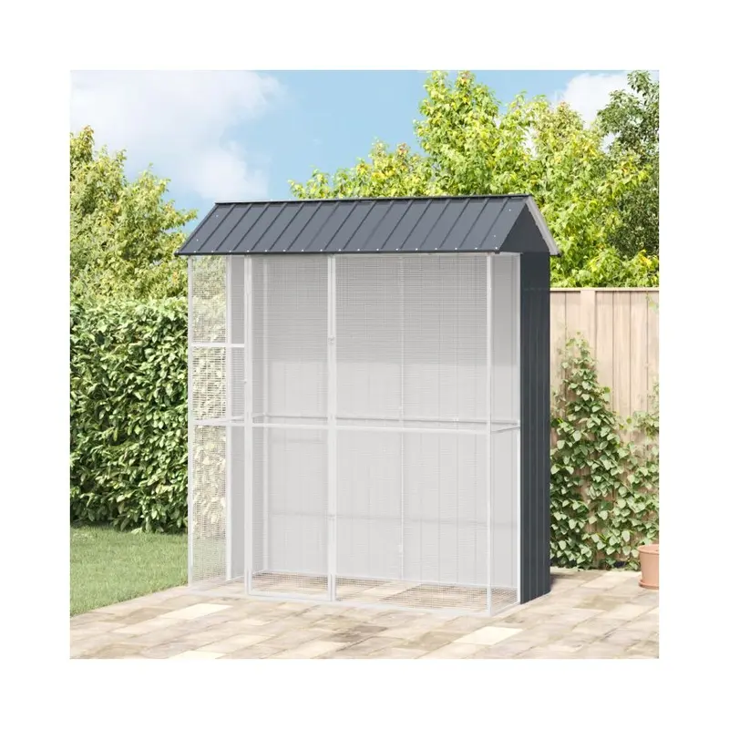 Anthracite (, 215 X 110 X 247 Cm) Vidaxl Bird Aviary 215X110x247 Cm Steel