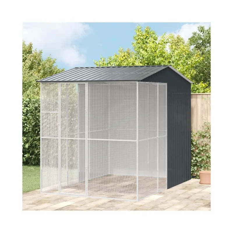 Anthracite (, 215 X 310 X 247 Cm) Vidaxl Bird Aviary 215X310x247 Cm Steel