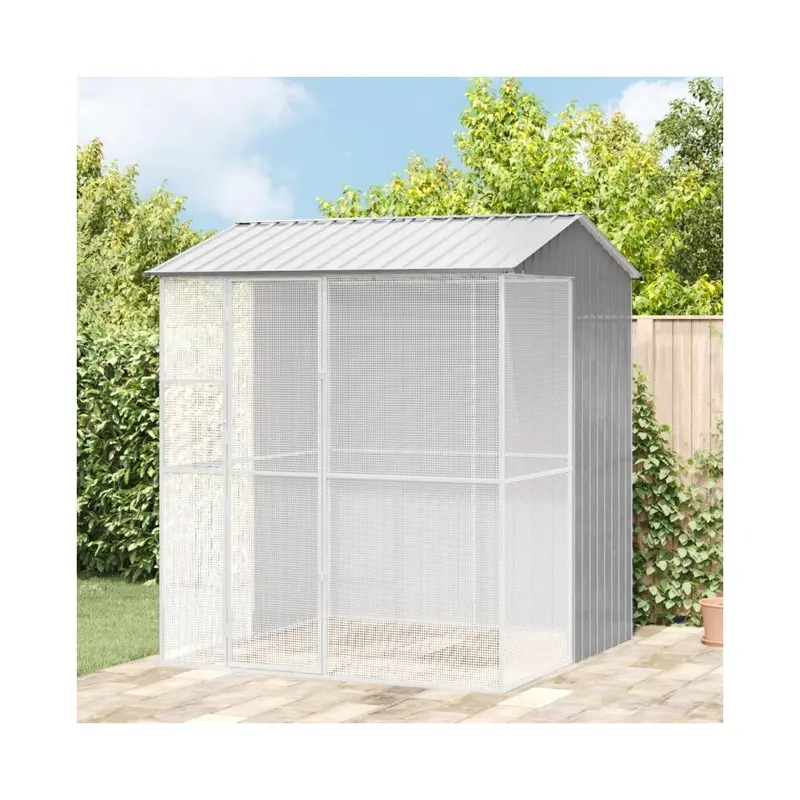 Grey (, 215 X 210 X 247 Cm) Vidaxl Bird Aviary 215X210x247 Cm Steel Large