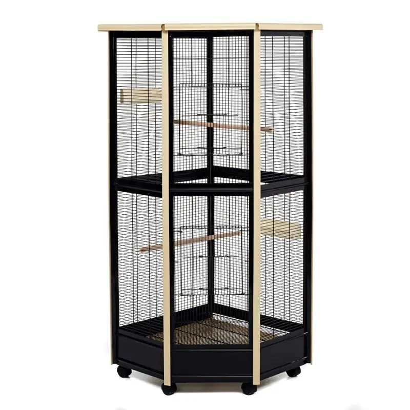 Little-Friends Cream/Black Tall All Metal Corner Aviary Bird Rat Cage - & 154Cm