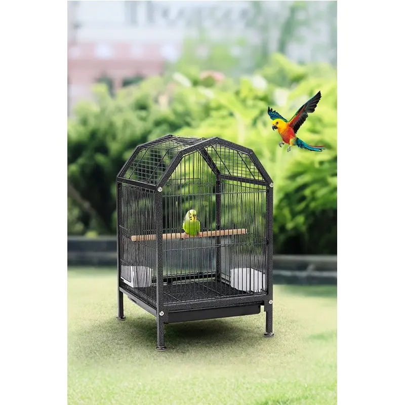 Living And Home Unisex Black Portable Metal Pet Bird Cage
