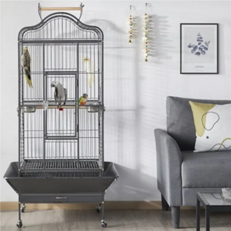 Yaheetech Rolling Bird Cage With Open Playtop Large Black