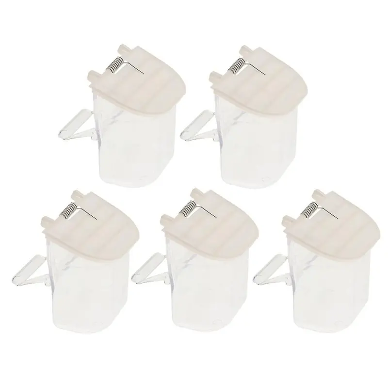 5Pcs Bird Seed Feeder For Cage,Parrot Automatic Foraging Food Container Size 5
